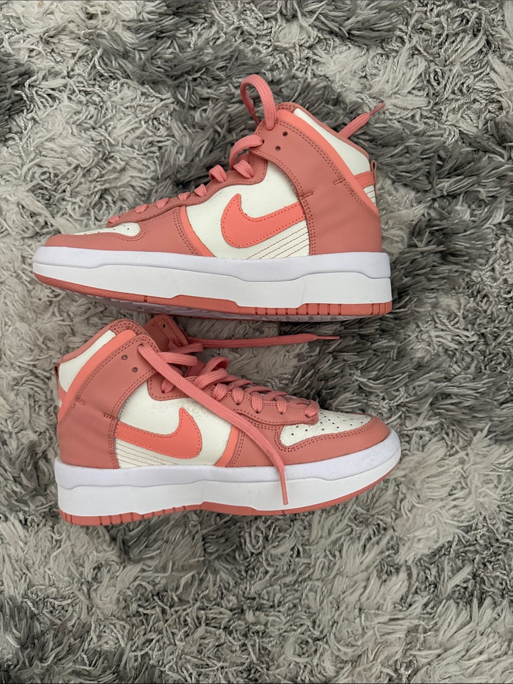 Nike Coral and White High-Top Sneakers